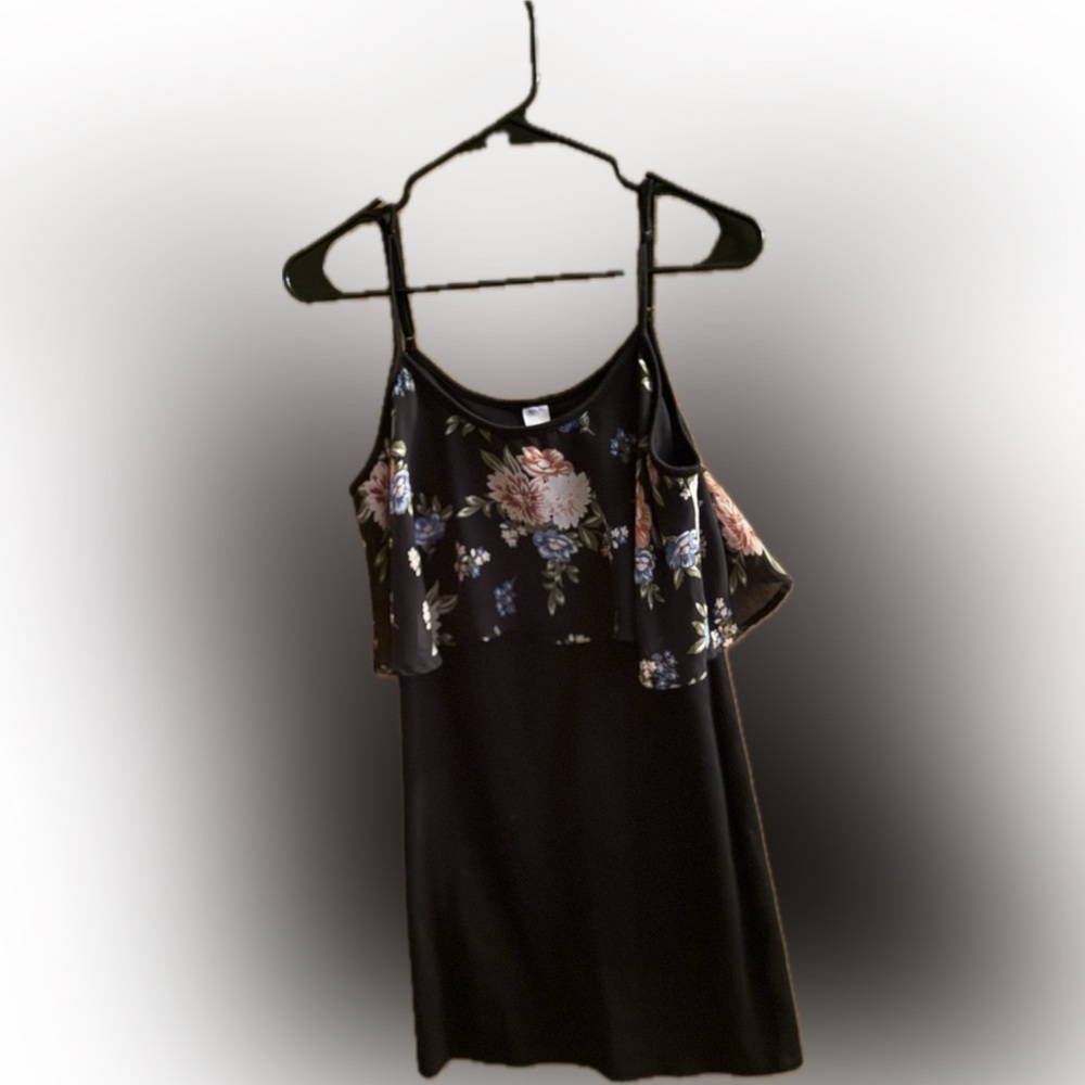 BONGO Black Dress with Floral Accents